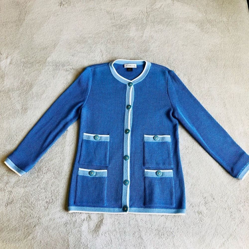 NWOT Vintage St. John Sport Light Blue 4 Pocket Button Up Cardigan